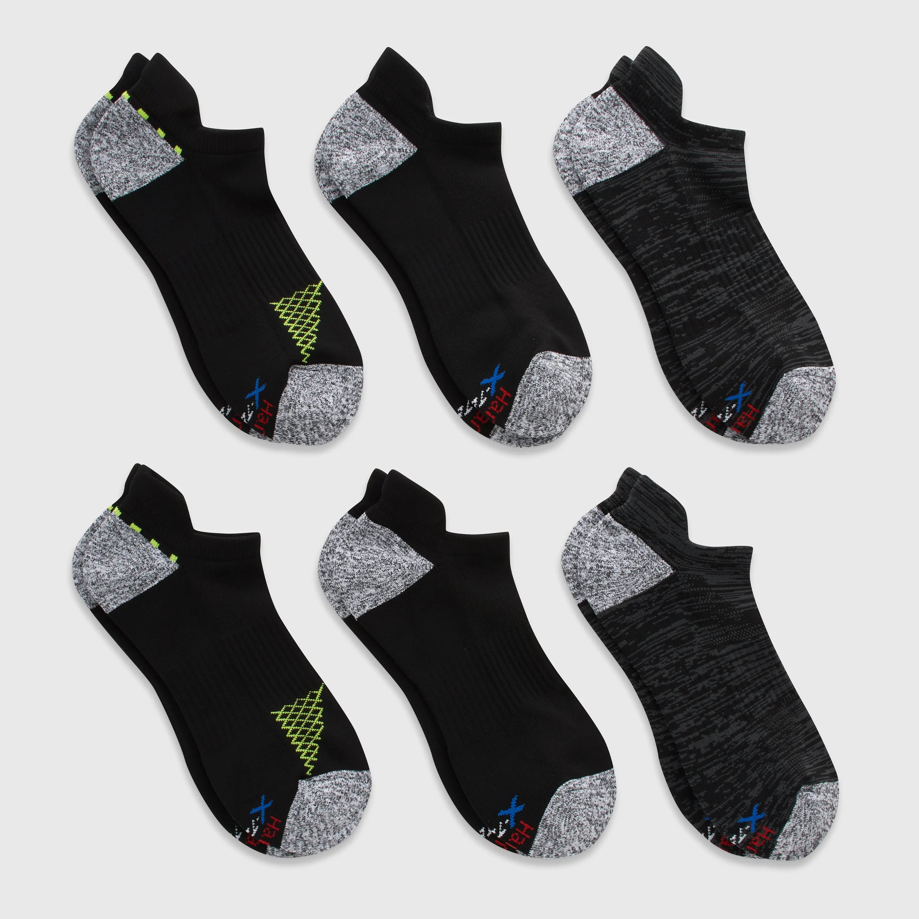 Hanes Moves Men's Heel Shield Socks Pack, 6-Pack, Moisture-Wicking Athletic