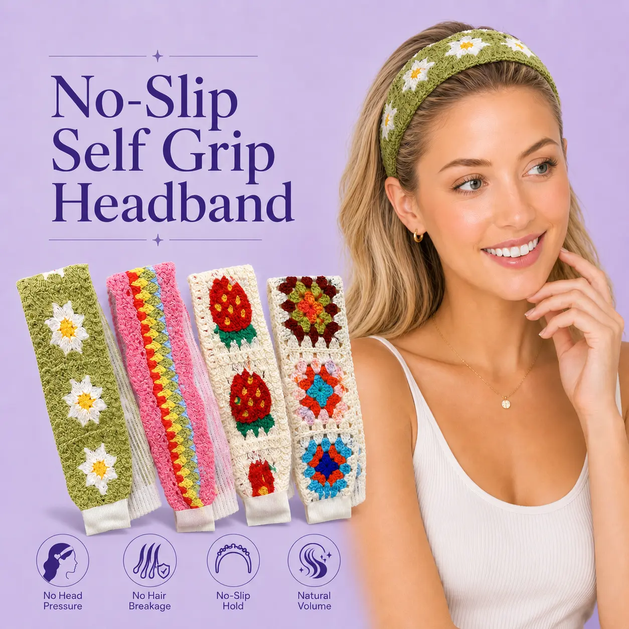 No-Slip Self Grip Headband for Hair Styling & Natural Volume