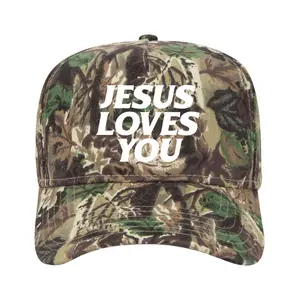 Jesus Loves You Camo Uni Trucker Hat  Fashionable