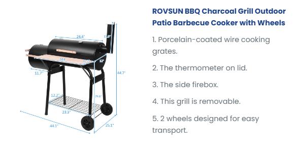 [ FLASH SALE ] ROVSUN BBQ Charcoal Grill Outdoor Patio Barbecue Cooker with Wheels