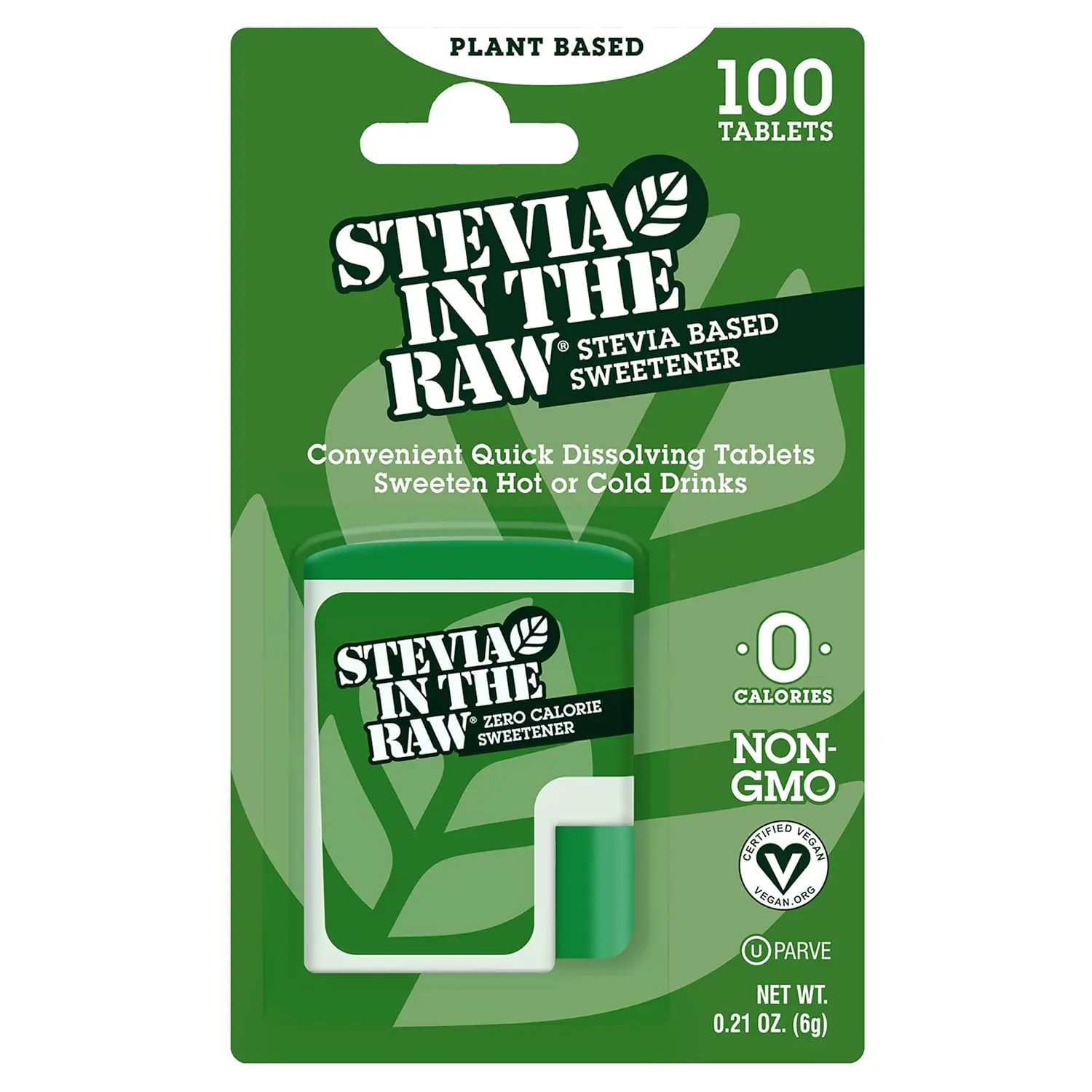 Stevia In The Raw Stevia Sweetener Tablets, 100 Ct, Zero Calorie Stevia Sugar Substitute, No Erythritol or Artificial Flavors, Vegan, Gluten Free, Kosher, Low Glycemic Index