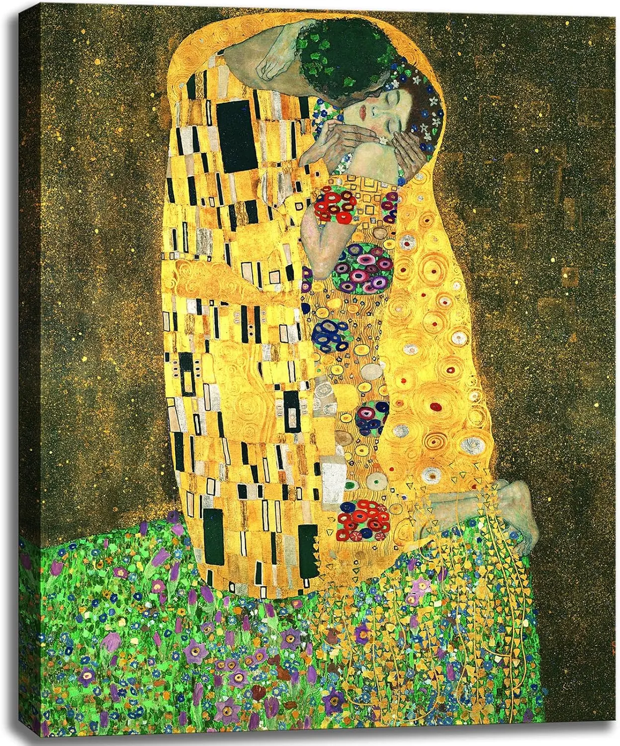 Qesonoo Canvas Prints Wall Art The Kiss Painting by Gustav Klimt, Famous Artwork Poster for Living Room, Bedroom Office Home Decoration 12"x16"