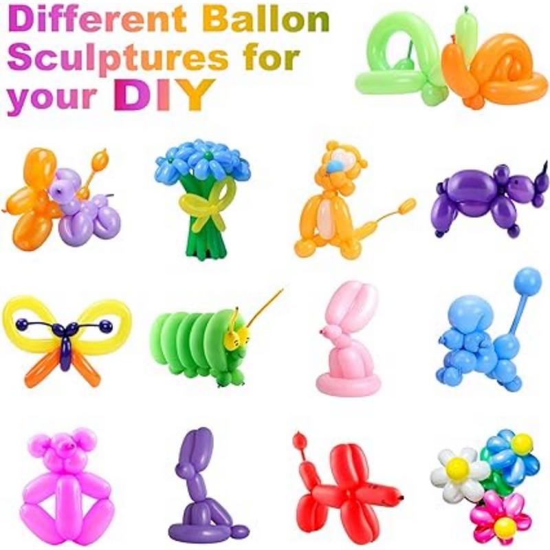 Latex Twisting Balloons, 260 N Balloons Kit for Balloon Animals with 2 Pumps, Professional Long Balloons to Make Animal for Birthday Party Clowns Wedding Decorations 100 Pcs