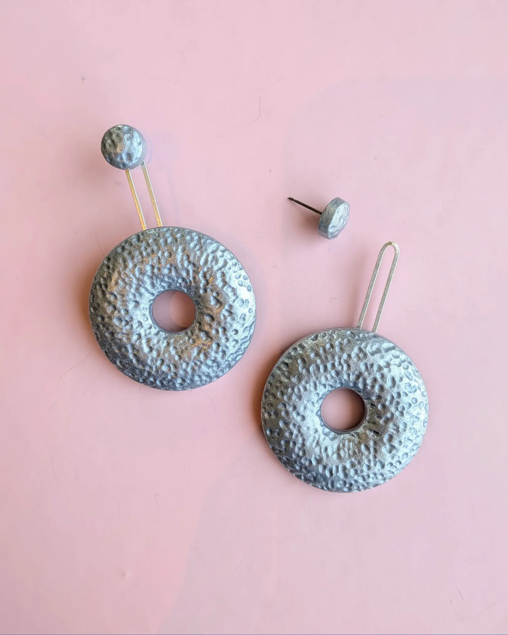 Large Silver Donut Ear Jackets