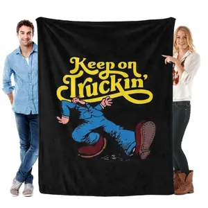 Keep on Truckin Throw Blanket for Bed,Soft Collage Blanket for Bedroom,Cute Blanket Funny Room Decor Flannel Blankets for Bed SofaThanksgiving Father's Day Children's Day holiday gifts for family and children summerwins