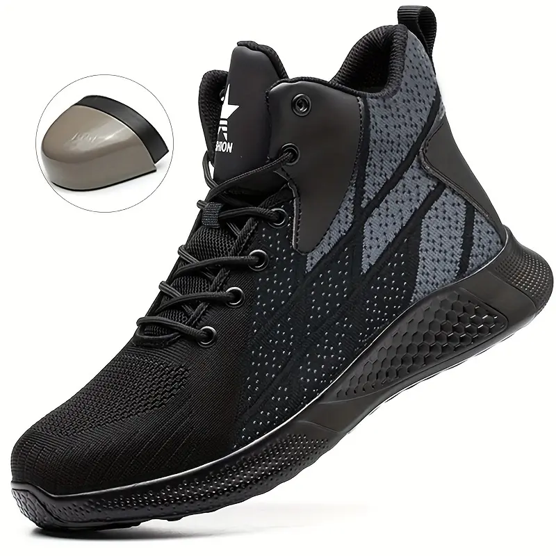 Shoes for Gentlemen Safety Work Footwear for Men - Steel Toe, Kevlar Midsole for Puncture Defense, Non-Slip Rubber Sole, Lace-Up High Tops for All Seasons