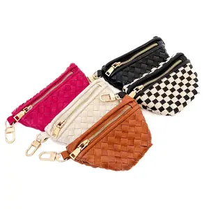 Mini Westlyn Bag Charm - Available in Solid and Checkered Patterns with Gold Zipper Accents