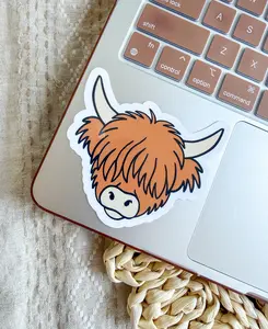 Highland Cow Sticker - Cute Cow Sticker - Highland Cow Sticker - Cow Stickers For Kids - Laptop Sticker - Animal Sticker