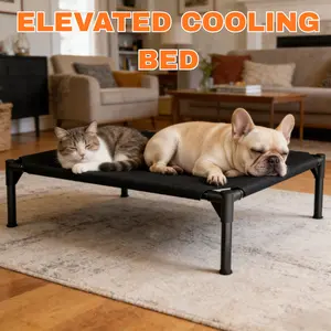 EcoJoy Pets Elevated Cooling Pet Bed, Breathable Mesh Raised Dog Cot for Indoor Outdoor, Orthopedic Heavy Duty Steel Frame for Small Medium Large Dogs