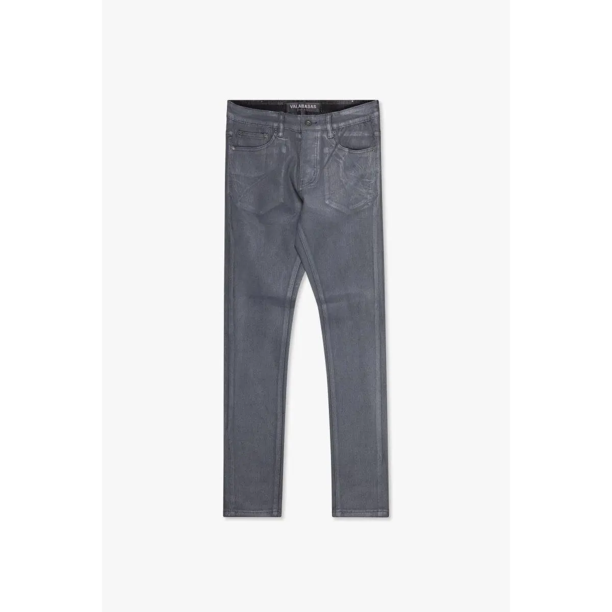 Mr.Flex Men's Stretch Jet Soft Skinny Fit Grey Waxed Denim Pants - Casual Streetwear with Button-Zip Closure, Spot Clean