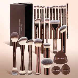 Maange 28-Piece Makeup Tool Set, 24 Professional Brushes + 3 Powder Puffs + 1 Storage Box, Ideal for Home, Travel, Gift for Women
