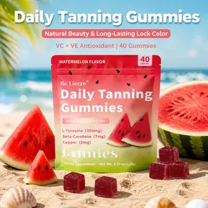 RE LIERRE Daily Tanning Gummies | Watermelon Sun-Kissed Glow Gummies with L-Tyrosine, Beta-Carotene & Copper | Vegan, Non-GMO, 40 Count.