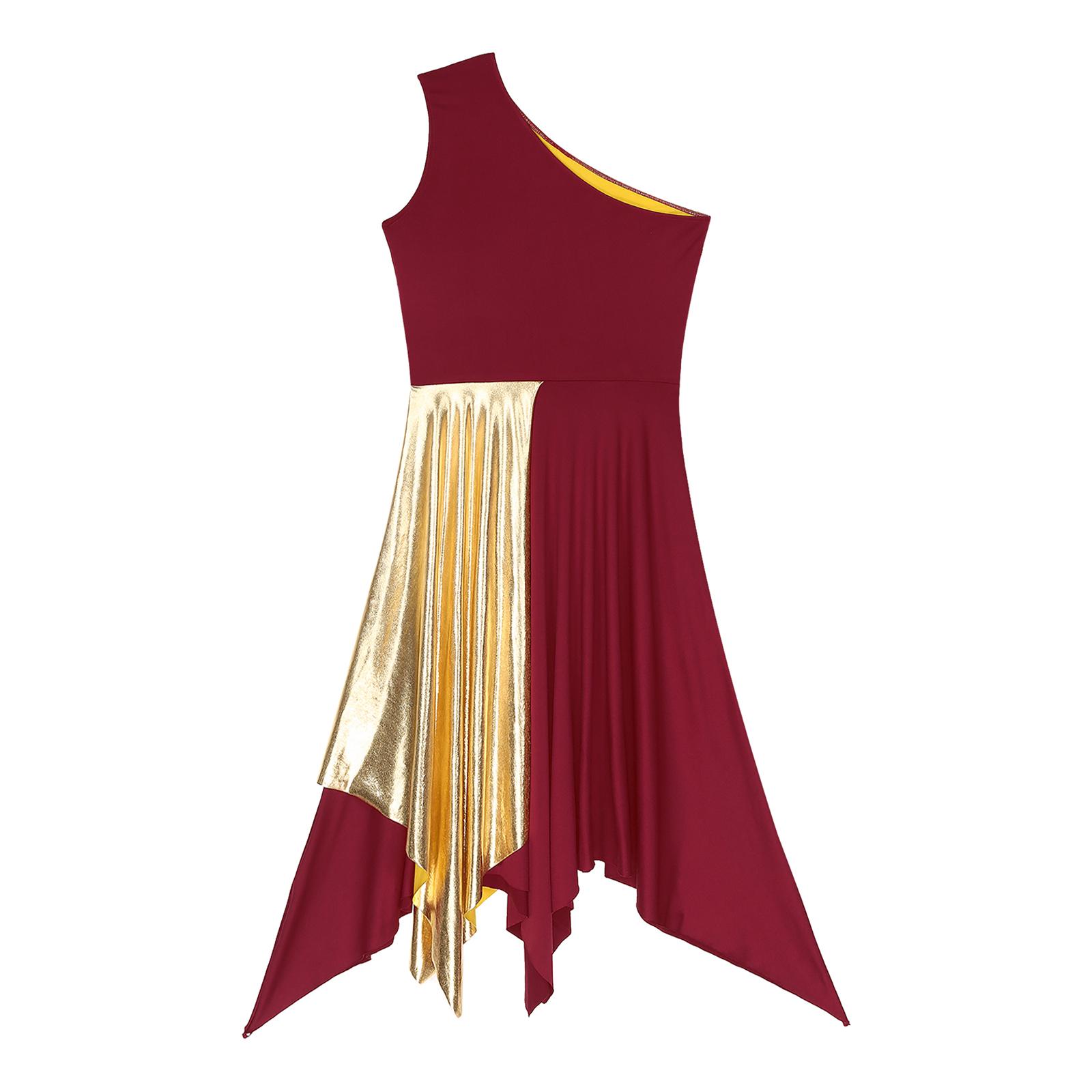 Women Church Choir Worship Praise Dress Modern Lyrical Dance Performance Costume One Shoulder Irregular Hem Dresses Dancewear Women Church Choir Worship Praise Dress Modern Lyrical Dance Performance Costume One Shoulder Irregular Hem Dresses Dancewear