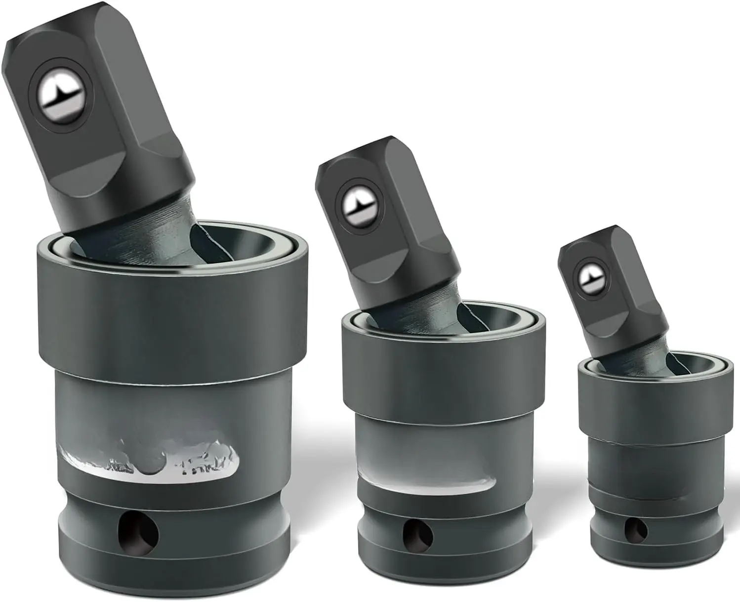 3 count Impact Universal Joint Socket Swivel Set 1/4", 3/8", 1/2" Drive Socket Extension Set Cr-Mo Steel Universal Joint Adapter