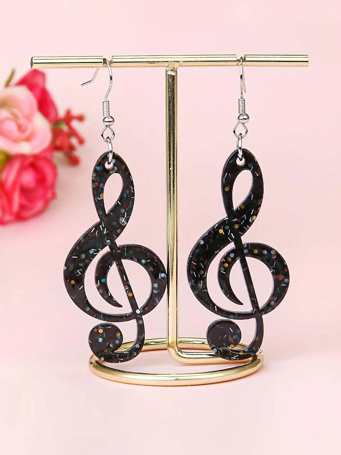 Music Note Design Acrylic Dangle Earrings, Unique Design Earrings, Dangling Earrings, Fashion Jewelry Accessories for Women & Girls, High Quality Earrings