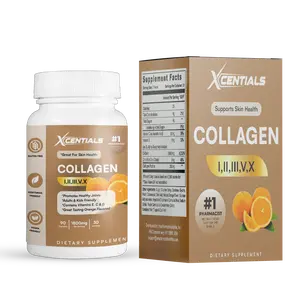 Xcentials Collagen Complex 1800mg - Supports Skin Health with Collagen Types I II III IV V - Vegan & Gluten-Free Dietary Supplement for Youthful Radiant Skin