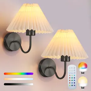 2-Pack Rechargeable Wall Lamp, RGB Bulb, Detachable Adjustable Light, Remote Control, Modern Home Decor for Bedroom & Living Room