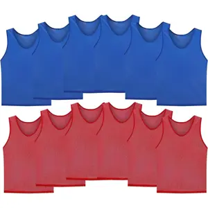 Sports Jerseys Mesh Pinnies Scrimmage Team Practice Vest for Kid for Teens and Adult (12 Jerseys)