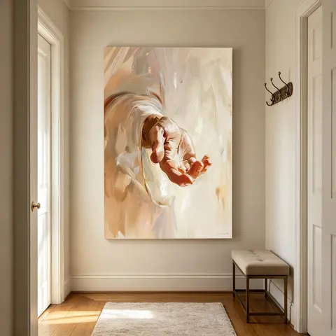 Framed Jesus Canvas Wall Art Christian TheHand of God Wall Decor Painting for ChurchPrayer Room Living Room Home DecorReligious Bible Pictures Posters Prints