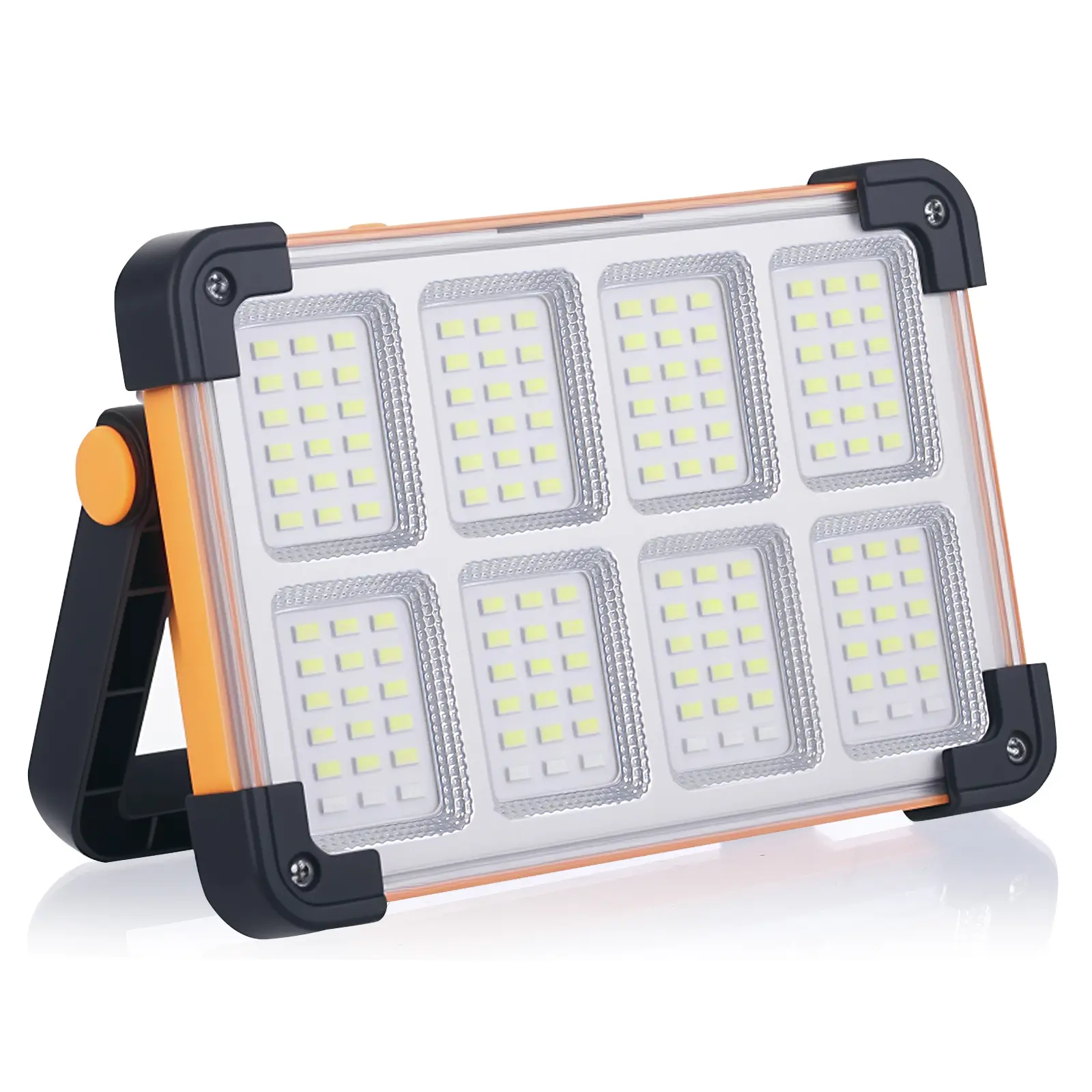 Rechargeable Solar Handheld Flashlight - 144-LED High Lumen Solar Powered Outdoor Lighting, 5V/2A USB Work Light, 0.45kg 17x11.5x5cm Compact Adjustable Portable Spotlight, 4 Brightness Levels, 6-12H Runtime, Charging Cable for Camping, Emergency Use