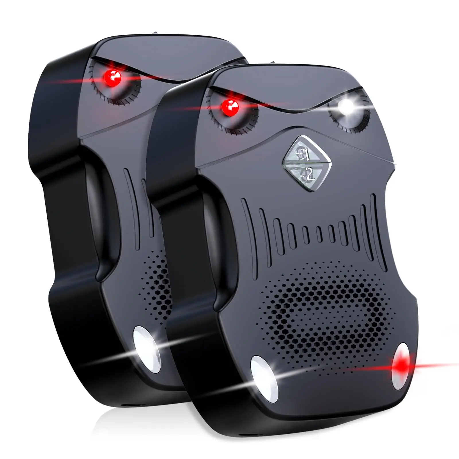 2 Pack Ultrasonic Rodent Repellent for Car, Under Hood Mouse Repeller with 4 LED Strobe Lights – Battery, USB & Engine Powered, Drives Rats, Mice & Squirrels from Vehicles, Warehouses, Garages