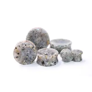 Genuine Polished Natural Crystal Grass Quartz Natural Stone Double Flare Ear Plugs Pair, 4mm-32mm Embedded Jewelry Accessories