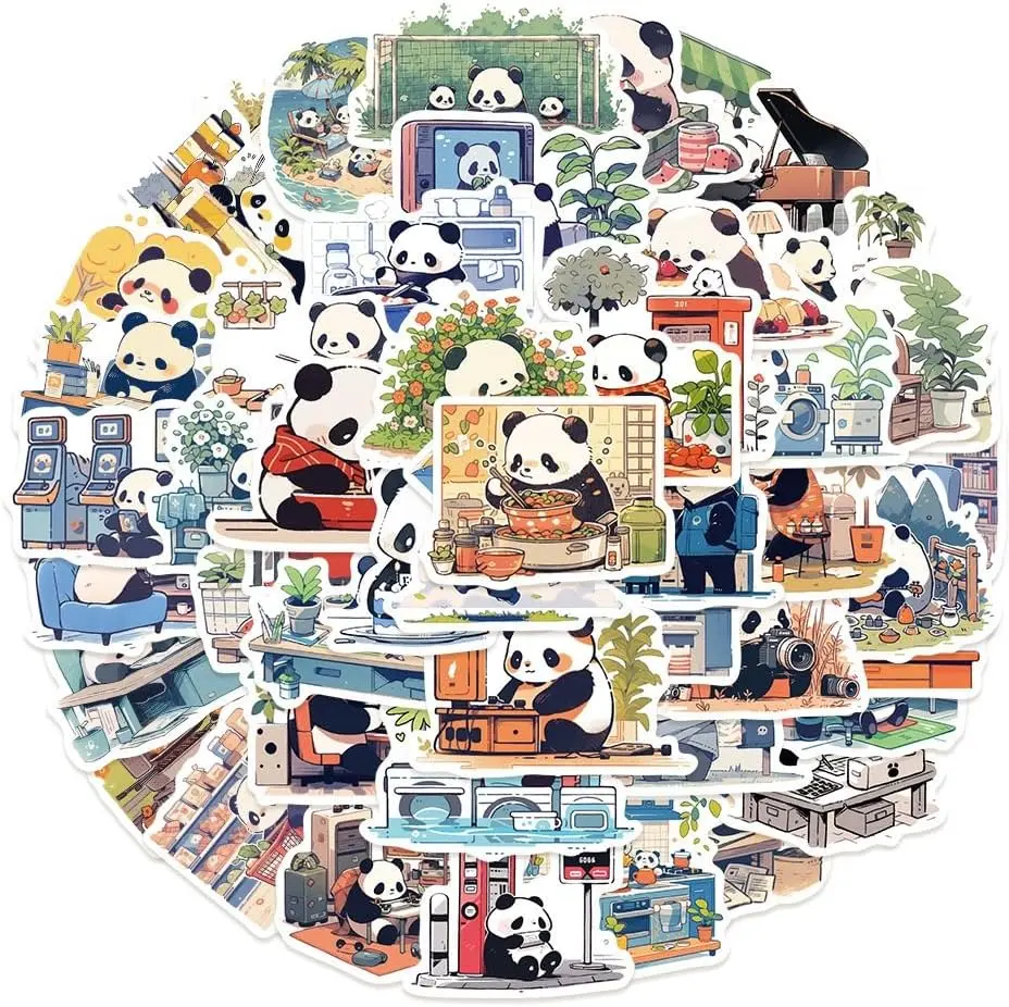 Pcs Cute Panda Graffiti Stickers  Suitable for Laptops, Guitars, Bottles, Skateboards, Suitcases, Car Bumpers  Perfect for Children, Girls and Teenagers