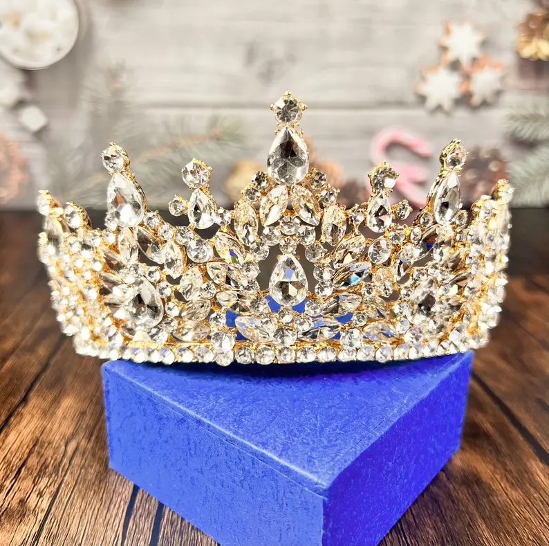 Queen Crown, Gold Princess Tiaras and Crowns Wedding Tiara and Crown for Bride, Quinceanera, Birthday, Prom, Pageant, Party, Gift for Her