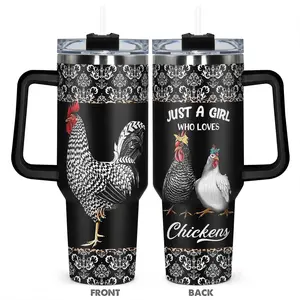 40oz Tumbler, 1pc Gift, Stainless Steel Cup, Insulated and Durable, Chick-themed design, great gift for chicken lovers and is perfect for her, unique birthday gift for women and girls, Chicken-themed Insulated Travel Drinkware