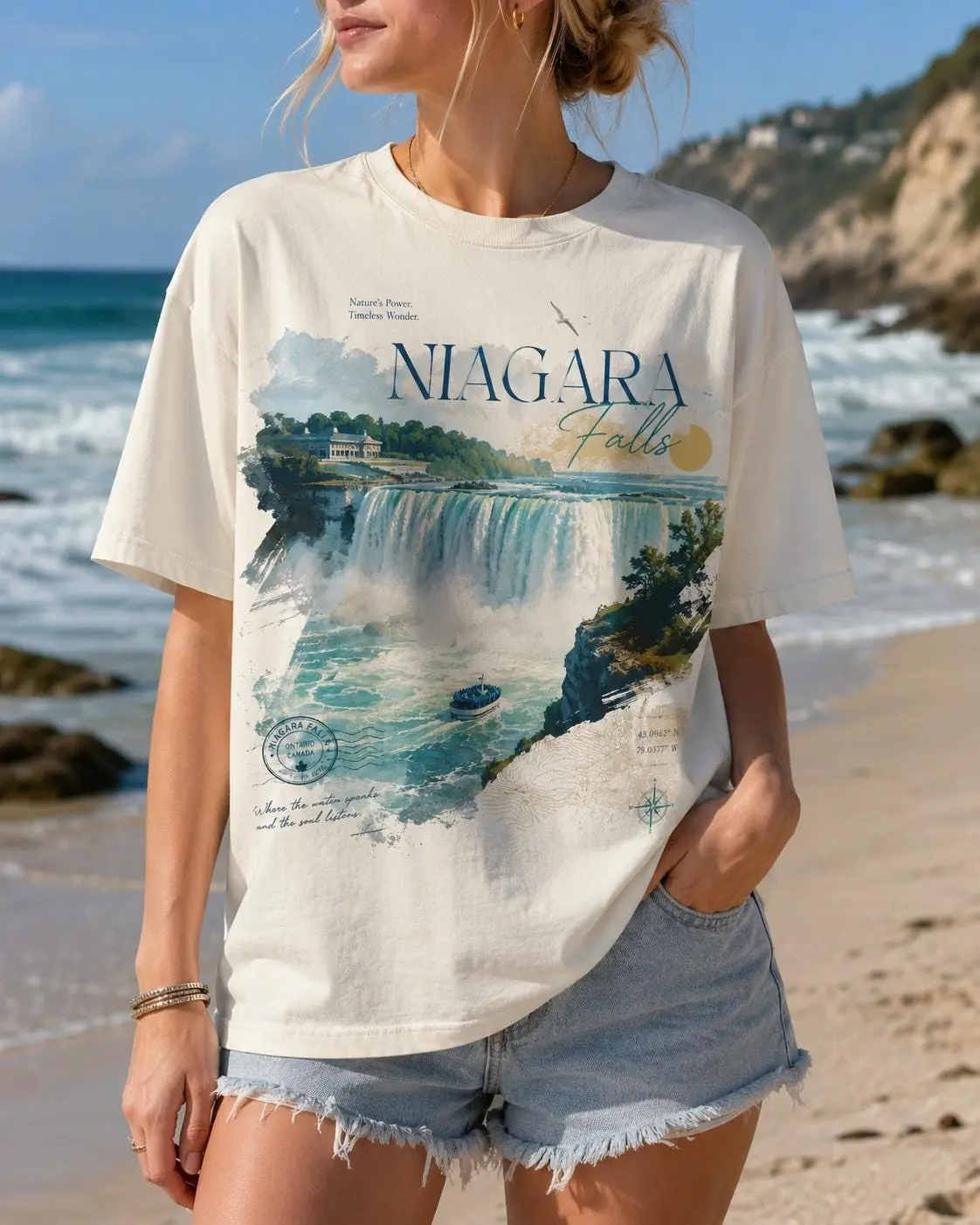 Niagara Falls Travel Shirt, Vintage Canada Vacation Tee, Scenic Waterfall Graphic T-Shirt, Nature Lover Gift