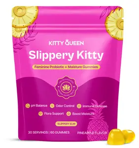 Kittyqueen - Slippery Kitty Feminine Probiotic + Moisture Gummies - All in One Solution with Slippery Elm 60 Count Pineapple Flavor