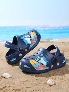 Kids Fashion Hole Shoes, Summer Shower Cool Slippers, Lightweight Comfortable, Digger Pattern, Suitable for Boys Girls Daily Casual Outdoor Sports
