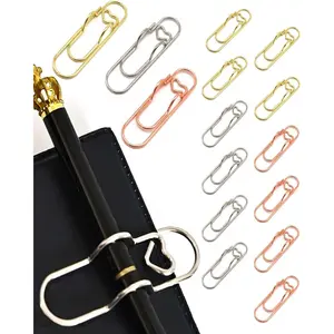 15 Pack Metal Pen Clips Heart Paperclip Pen Holders for Notebooks and Papers School Office Supplies (//Rose )