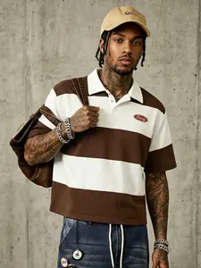 ✨  Men's striped polo shirt, retro striped short sleeved, casual streetwear, tailored to fit, soft and breathable fabric, perfect for daily and weekend wear # Men's Polo # streetwear style
