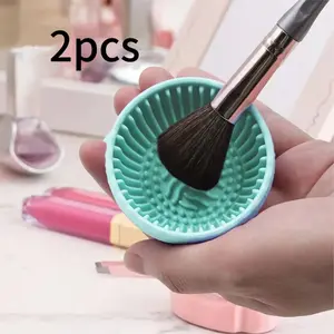 2pcs Silicone Makeup Brush Cleaner, Portable Handheld Design, Ideal for Beauty Brushes and Bowl Cleaning, Durable and Easy to Use