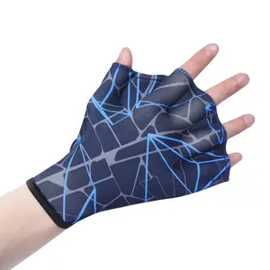 1 Pair Unisex Swimming Hand Fins Flippers Swim Finger Webbed Paddle Water Gloves for Upper Body Training Equipment
