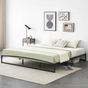 【Christmas Gift】Low Bed Frame King Size - 10 Inch Heavy Duty Metal Platform Mattress Foundation No Box Spring Needed Noise-Free Non-Slip Easy Assembly Black