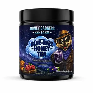 HONEY BADGERS BEE FARM Blue Razz Honey Herbal Tea, Natural Beverage