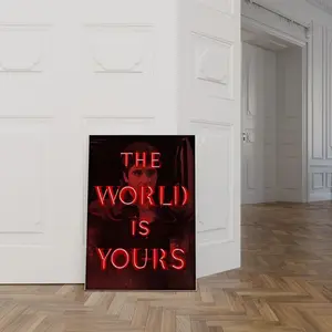 The world is yours neon sign - Tony Montana neon poster - Inspirational neon painting art - Neon light art poster - Scarface neon wall art Decor Glossy