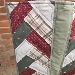 Patchwork Tote Bag Quilted Fall to Christmas Handmade Plaid & Mushroom Design Large 15x17 Eco-Friendly Autumn Winter Gift