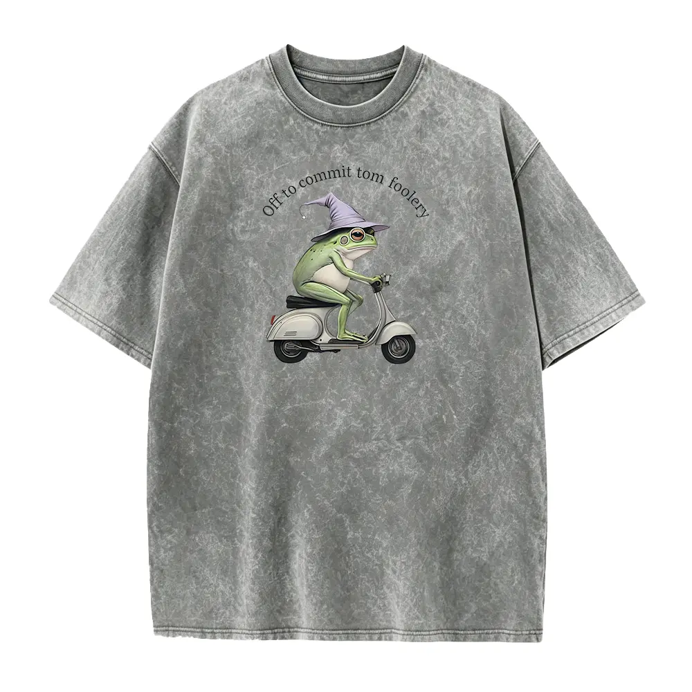 Off to Commit Tom Foolery Frog T-shirt, Funny Weirdcore Sayings Unique Tshirt Tee Adults Men Women Meme Graphic Sarcastic