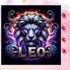 5D DIY Full Drill Round Diamond Painting - Diamond Art Kit Lion, Lightning, LEO Mosaic, Canvas - DIY Decorative Painting, Home Wall Decor, Suitable for Halloween, Christmas, Birthday, and Anniversary Gifts