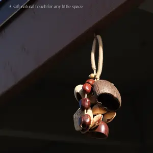 Handmade Natural Fruit Shell Wind Chime, Shell Shaker Hanging Decor, Soft ASMR Sound Bag Charm, Boho Car Charm Gift for Her