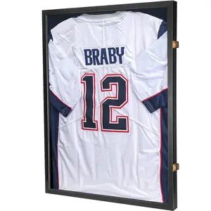 Jersey Display Frame Case - Large Lockable Frames Shadow Box with UV Protection for Baseball Basketball Football Soccer Hockey Sport Shirt Matte Black Finish