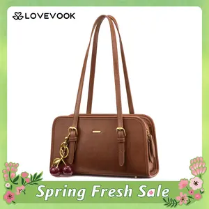 LOVEVOOK Swing Zip Shoulder Bag Small Purses for Women Trendy Handbags Mini Vintage Hobo Clutch with Cherry Pendant Lightweight Retro and Elegant Suitable for Daily Outings Shopping and Leisure SpringStatements