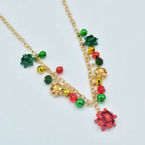 Christmas colored bell necklace, XKLN50