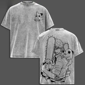 valentine shirts  Denji & Pochita Shirt - Chainsaw Man Anime Graphic Tee Oversized Acid Washed Soft Cotton Men Shirts Anime Streetwear Casual Clothes Men Gift for Anime Fans Chainsaw Man Merch AFU