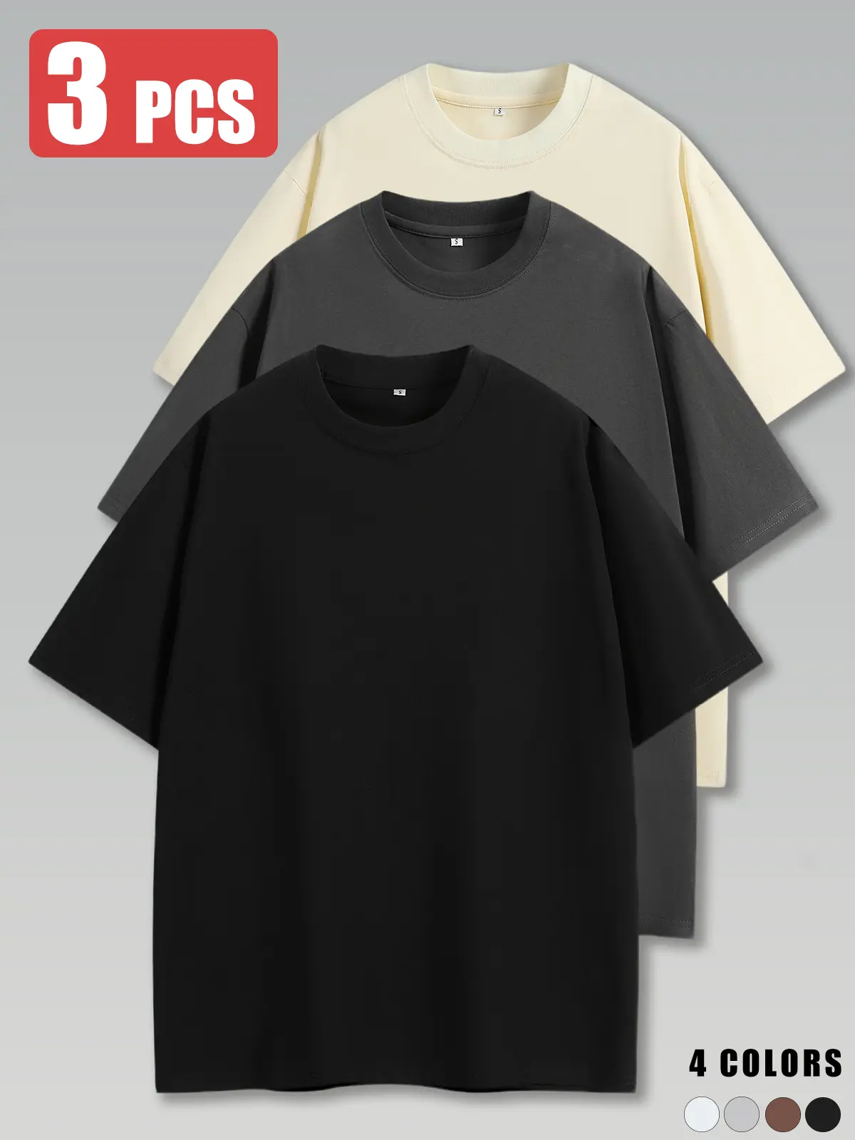Men’s summer 100% cotton drop-shoulder short-sleeve T-shirt, moisture-wicking, breathable, wrinkle-resistant, comfortable