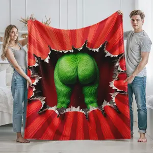 Funny Green Hulk Butt Printed Blanket for Home and Living Room Use  Ideal Gift for Adults and Couples  Perfect for Christmas Holiday Presents  Birthday Surprises  Valentines Day and Special Occasions  Soft Cozy Th