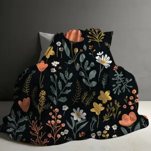 Wildflowers Decor Blanket Cottagecore Flowers Blanket Soft Floral Throw Blanket Sherpa Housewarming Gift Sofa Throw Cover Plush Blanket Cozy